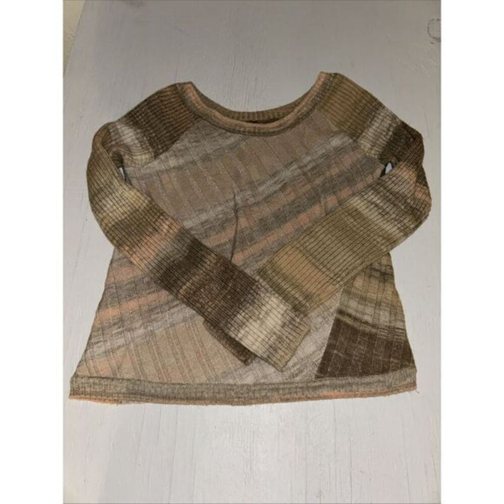 Free People Pink Coral‎ Beige Cropped Crewneck Sweater Medium